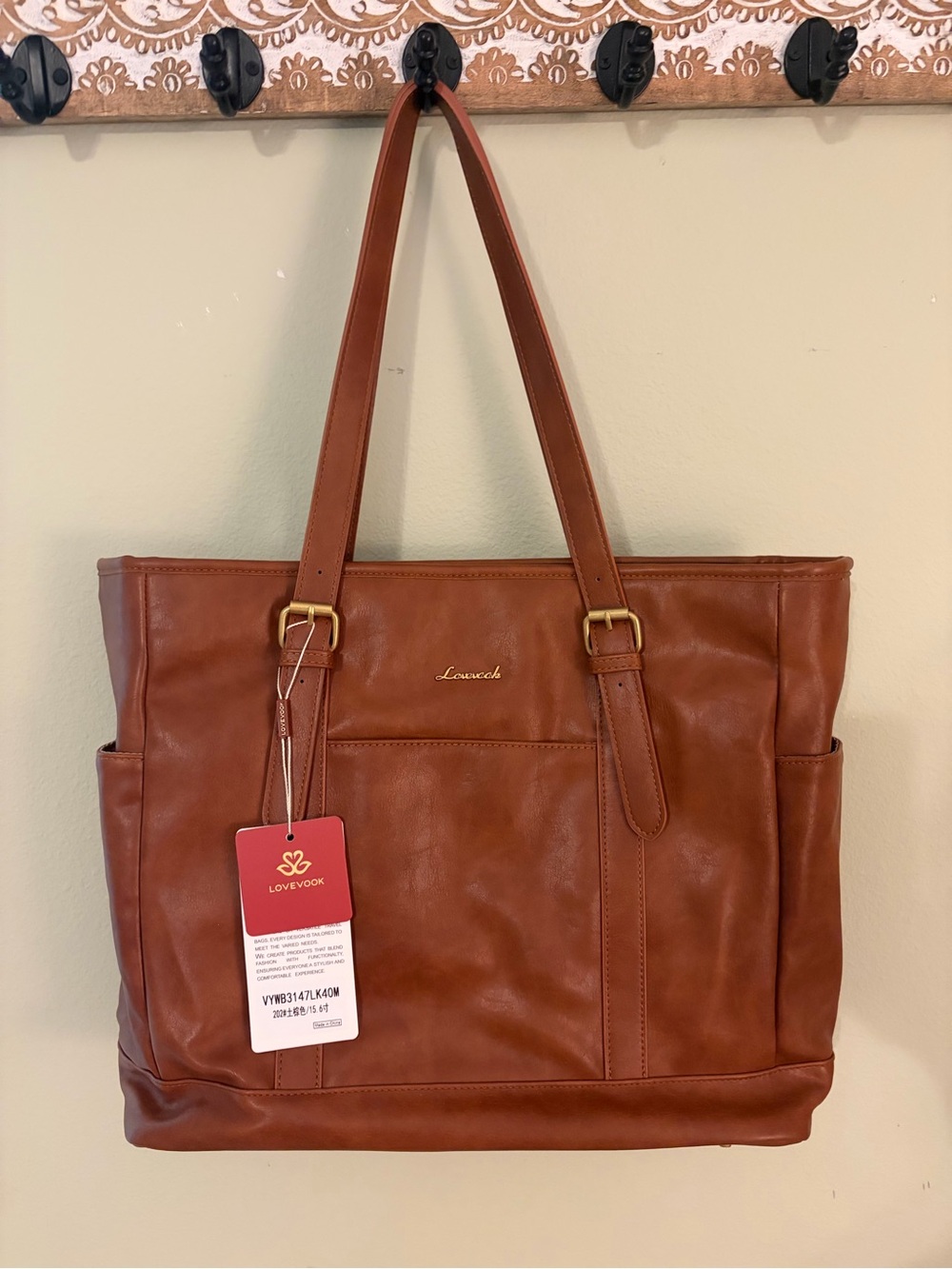 Brown Leather Work Bag for Women